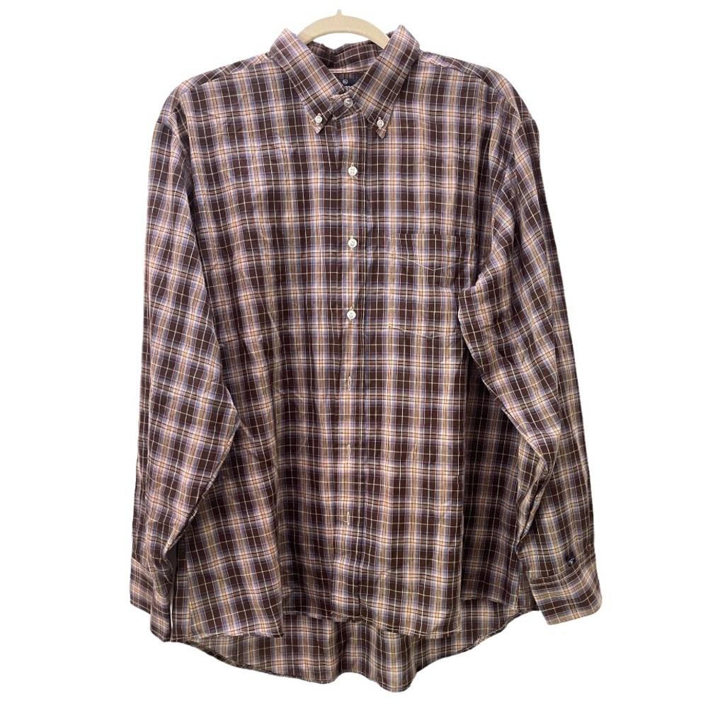 Vintage Wrangler Brown Plaid Button Down Shirt‎ XL Cowboy